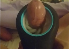 Cumshot with toy. Erection personally spunk with a toy.