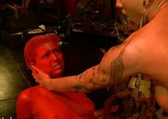 Spoil colored in red fucked by tranny